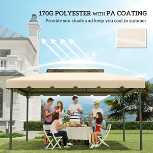 12.8FT X 9.5FT White Portable Gazebo Replacement <b>Canopy</b> Top Cover with Double Vented <b>Roof</b> for Garden Patio Outdoor (TOP ONLY) - Product Image 6