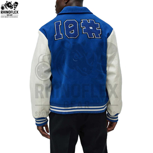 Veste de baseball en toile et peau de mouton pour homme, style streetwear d'hiver, personnalisable en gros - Product Image 2
