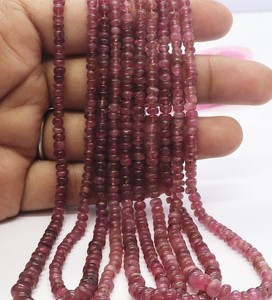 Cuentas Redondas Lisas de Turmalina Rosa, Cuentas de Turmalina Natural en Forma de Rondelle, Cuentas de Piedras Preciosas, Cuentas Sueltas de Turmalina Rosa Genuina - Product Image 1