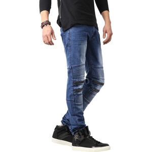 Pantalones vaqueros ajustados de alta calidad de algodón, rectos, informales, desgastados, lavado, High Street, Vintage, para hombre - Product Image 1