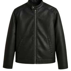 Men Black <b>Leather</b> <b>Biker</b> <b>Jacket</b> Full Sleeve Windproof Autumn Motorcycle Street Wear Style - Product Image 1