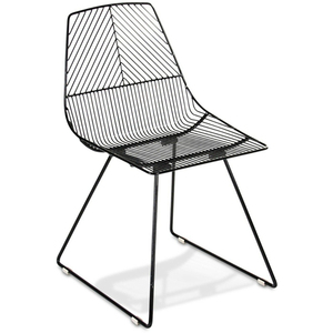 Silla de Alambre Metálico Negro, Estilo Moderno de Mediados de Siglo, con Estructura Cantilever, para Comedor, Sala de Estar, Exteriores, Villas, Apartamentos - Product Image 1