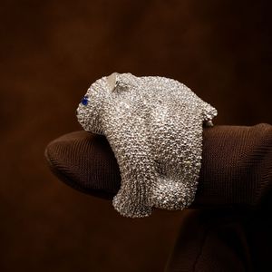 Animal Face Moissanite <b>Ring</b> 925 Sterling Silver Iced Out Round Diamond <b>Crystal</b> Band for Women Gift <b>Ring</b> - Product Image 3