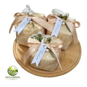 Handcrafted Bamboo Gift Box Natural Woven <b>Basket</b> with Lid for Corporate Event Campaign Gift Packaging Employee Set - Product Image 3