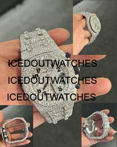 Relojes VVS Moissanite, Relojes de Lujo de Diseño para Hombre, Relojes Mecánicos Automáticos con Diamantes Completos, Acero Inoxidable - Product Image 3