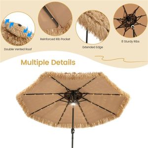 9 Foot Portable LED Light Beach Umbrella Patio Umbrellas & Bases - Product Image 5