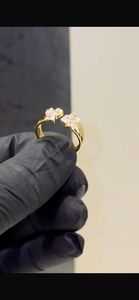 Luxury Toi Et Moi Lab Diamond <b>Ring</b> Emerald Pear Cut Cluster <b>Open</b> Cuff <b>Ring</b> 10K 14K 18K Solid Gold Fine Wedding <b>Ring</b> - Product Image 4