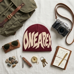 Maroon Cream Graphic Knit Beanie Hat Custom Logo Ribbed <b>Winter</b> <b>Cap</b> Unisex Streetwear Fashion Headwear Wholesale OEM Manufacturer - Product Image 5