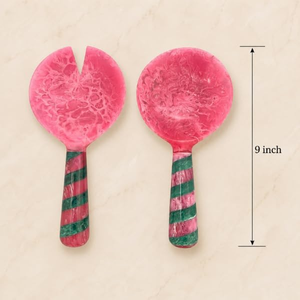 FAIZA CRAFT Juego de Utensilios para Ensalada de Resina Ecológica Hechos a Mano de Primera Calidad, Cuchara con Elegante Textura de Mármol Aqua Swirl, Aptos para Microondas - Product Image 4