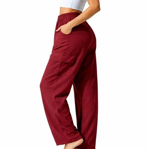 Pantalones Cargo Casuales para Mujer, Corte Regular, con Bolsillos, Ligeros, Suaves, Transpirables, Ecológicos, de Poliéster/Algodón, Cómodos - Product Image 3