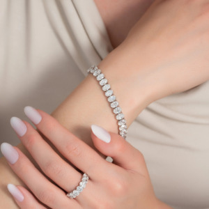 Emerald Cut Lab Created Diamond Tennis Bracelet 925 Sterling Silver Link Chain Certified Fine Jewelry Premium <b>Gift</b> For Women - Product Image 1
