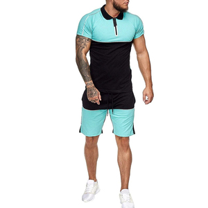 Conjunto de Shorts Casuales de Verano para Hombre, Camisas con Cierre de Cremallera de Secado Rápido con Estampado, Estilo Urbano, Conjunto de Polo y Shorts - Product Image 5