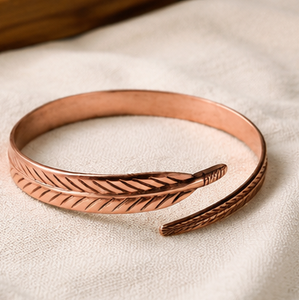 Antique Creations Vintage <b>Feather</b> Patterned Pure Copper Handmade Open Band Bracelet Custom Logo Fashionable Promotional Gift - Product Image 5