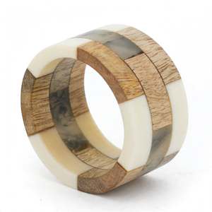 Anneaux de serviette ronds géométriques modernes en bois avec largeur personnalisable, décoration de table écologique pour la salle à manger, la maison et les cadeaux d'affaires - Product Image 1