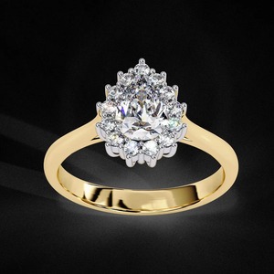 Anillo de Compromiso con Moissanita Corte Pera, Anillo Halo de Plata Esterlina 925, Anillo Nupcial con Moissanita Pera, Anillo de Boda de Inspiración Vintage - Product Image 2