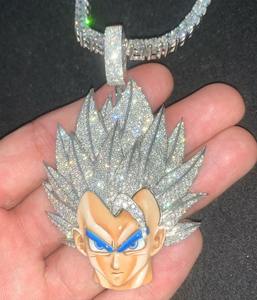 Colgante de Plata de Ley con Baño de Plata, Estilo Hiphop, con Dije de Conejo de Dibujos Animados y Moissanita Redonda de 3.50Ct con Engaste de Bisel, Unisex, para Fiesta - Product Image 1