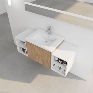 Mobile Bagno da 48 Pollici con Lavabo, Ante a Chiusura Ammortizzata e Due Piccoli Ripiani, Combinazione Armadietto 24+12 Pollici (Imballaggio KD) - Product Image 6