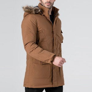 Chaqueta parka de invierno para hombre con capucha, ribete de piel, forro térmico, múltiples bolsillos y diseño resistente al viento para clima frío. - Product Image 3