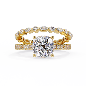 Anillos de Compromiso Clásicos con Diamantes Cultivados en Laboratorio con Corte Cojín, Certificados por IGI, Oro Puro de 14K, 2.90 CTW DEF-VVS, con Anillo de Boda a Juego - Product Image 4