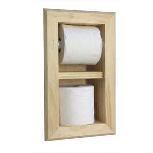 Support mural en bois haut de gamme pour papier toilette avec étagère et rangement – Accessoires de salle de bain décoratifs à prix abordable - Product Image 1