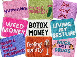 Pochette à monnaie en soie perlée faite à la main, pochette magnétique à sequins Botox Money, pochette cosmétique drôle et originale pour femme, cadeau pliable et durable - Product Image 3