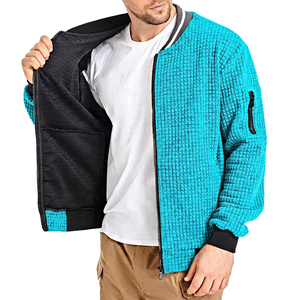 Veste polaire grise pour homme avec fermeture éclair, col montant décontracté, coupe régulière, logo frontal, respirante, coupe-vent, pour l'automne - Product Image 4