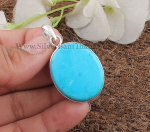 Collar Unisex de Piedras Preciosas Vintage Hechas a Mano con Turquesa Azul Natural y Plata de Ley 925 Chapada en Platino al por Mayor - Product Image 6