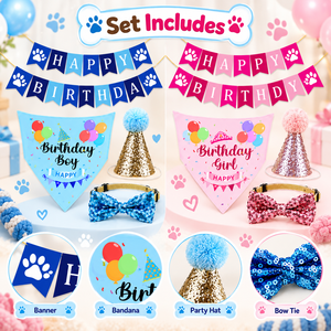 Ensemble de décoration pour fête d'anniversaire d'animaux de compagnie, fournitures pour chien et chat, accessoires mignons pour fête d'anniversaire pour animaux de compagnie - Product Image 2