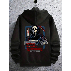 เสื้อฮู้ดผู้ชาย Ghostface Movie Club สีดำ ผ้าฝ้ายเฟรนช์เทอร์รี่ ทรงปกติ สวมใส่สบายๆ สำหรับฤดูใบไม้ร่วง มีกระเป๋า - Product Image 2