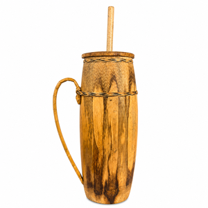 Bouteille d'eau écologique artisanale bohème en bambou, anti-fuite, avec embout en bambou, tasse de voyage réutilisable pour le camping et les activités de plein air - Product Image 1