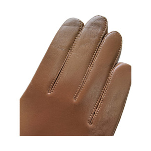 Brown Leather Wrist Length <b>Gloves</b> Thermal Unlined Plain Style Daily Use Winter Casual - Product Image 5