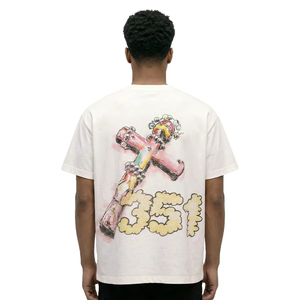 Custom Cross Print Oversized Short Sleeve T-Shirt <b>Men</b> Street Style Cotton O-Neck Jersey Fit - Product Image 5