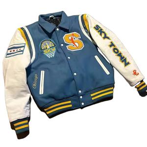 Chaqueta Varsity de la Liga Negra para Hombre, Nueva Llegada, Lana y Cuero, Talla Grande, Prenda Exterior Elegante - Product Image 1