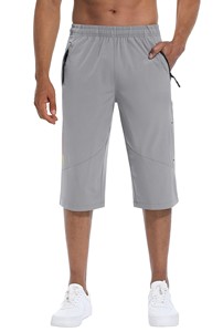 Shorts Bermuda pour homme, couleur unie, séchage rapide, avec poches, taille élastique, style décontracté, en polyester - Product Image 2