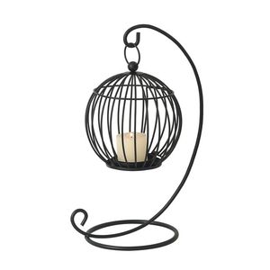 Decorative Black Metal Lantern With Tall Floor <b>Stand</b> For Living Room <b>Corner</b> Lighting And Modern Home Decor - Product Image 1