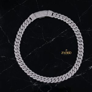 Luxury Iced Out Cuban Link Chain <b>Necklace</b> for Men and Women Real Diamond Look Hip Hop Jewelry White Gold Plated <b>Statement</b> Chain - Product Image 1
