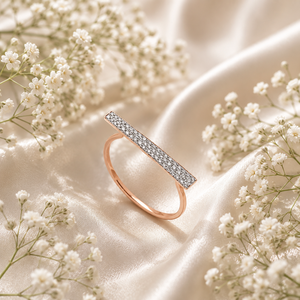 Lab Grown Diamond Pave Bar <b>Ring</b> Modern Minimalist <b>Ring</b> in 10K 14K 18K Gold 925 935 Silver <b>Custom</b> Fine Jewelry - Product Image 1