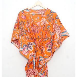 Nuevo Vestido Kaftán de Algodón para Mujer Talla Grande, Estilo Vintage con Estampado, Manga Corta, Holgado, para Playa, Verano - Product Image 6