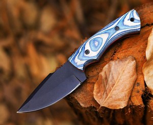 มีดทำมือเหล็ก 3cr13 ใบมีดแบบ Fixed Blade ด้ามไม้ Pakka แบบ Full Tang เคลือบสีฝุ่น สำหรับ Bushcraft พร้อมปลอกหนัง รับผลิตตามแบบ OEM - Product Image 5