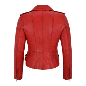 Chaqueta de Motociclista Personalizada para Mujer, de Piel de Cordero Genuina, Corte Ajustado, Estilo Casual, con Cierre Asimétrico, OEM, ODM, Venta al Por Mayor - Product Image 3
