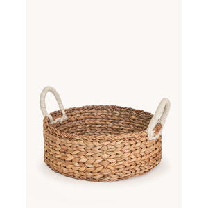 Panier rond fait main avec poignée, en jonc de mer et jute tressé, pliable, pour rangement et organisation écologiques à la maison - Product Image 4