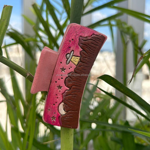 Pinces à cheveux en cuir usiné à la main de haute qualité accessoires de cheveux occidentaux pinces à cheveux en cuir de vache véritable à fleurs de luxe en gros - Product Image 6