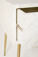 Escritorio de consola con incrustaciones de hueso óptico de lujo clásico, diseño tradicional con acabado blanco para uso en la oficina