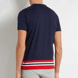 Camiseta de Manga Corta para Hombre, Color Azul Marino, Cuello Redondo, con Logotipo Tejido en la Parte Delantera, Corte Regular, Informal, de Algodón - Product Image 2