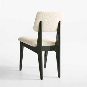 Silla de Comedor Moderna Tapizada con Asiento y Respaldo de Lana Suave, Patas de Madera Estilo Mid-Century, Muebles para el Hogar - Product Image 3