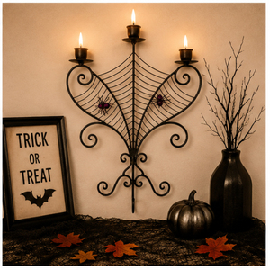Candelabro Gótico de Telaraña para Halloween, de Hierro Negro, con 3 Brazos, Portavelas Metálico para Decoración de Mesa en Fiestas Espeluznantes, Venta al Por Mayor - Product Image 6