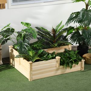 "Natural Fir 3-Tier Raised Flower Bed <b>Planter</b> <b>Box</b> 42.5"x34.75"x14.25" Open Bottom for Plants" - Product Image 2