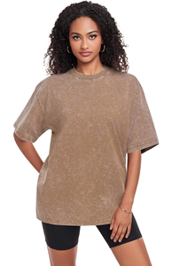 T-shirts pour femmes à col rond, effet délavé, confortables, décontractés, à manches courtes, personnalisables, imprimés, couleur unie - Product Image 4