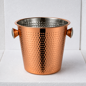 Premium Hammered Copper Wine Cooler <b>Bucket</b> with Ring Handles | Stainless Steel Lined Champagne Ice <b>Bucket</b> for Wine <b>Beer</b> Beverage - Product Image 2