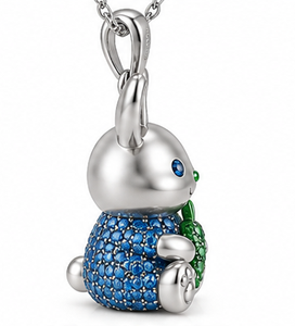 Collier avec pendentif lapin plaqué argent, chaîne à breloques en cristal, bijoux pour cadeau d'anniversaire pour femmes - Product Image 5